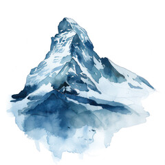 Seamount watercolor illustration isolated on transparent. Sea png file for art work.
