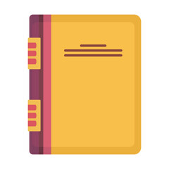 Notebook in closed position. Flat style. Yellow notepad, daily planner. Isolated vector for presentation, infographics, website, app, print and other uses.