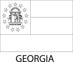 Georgia Flag, United States Flags, Georgia Flag Black and White, Vector Image, Editable illustration, Geography, Learn US Flags
