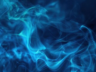 dramatic burst of electric blue smoke against a dark background swirling tendrils create abstract patterns evoking a sense of energy and creativity