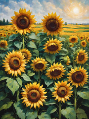 Obraz premium Sunflowers in a Field