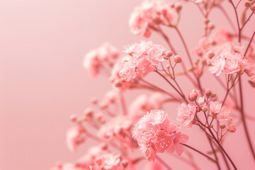 Naklejka premium Pink flowers on pink background