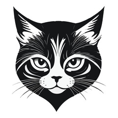 A wild Cat head and face silhouette vector illustration