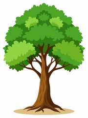 Illustration of a tree with leaves on white background