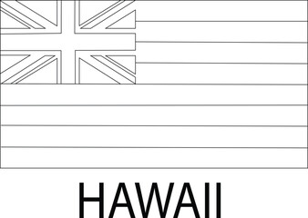Hawaii Flag, United States Flags, Black and White Image, Vector Image, Editable illustration, Geography, Learn US Flags