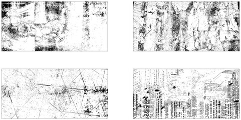 Grungy dirty distressed textures set. Collection of 4 grunge wall overlay texture image.