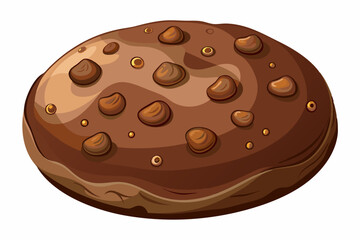 Chocolate cookie with chocolate chips for chocolate lovers, on white background