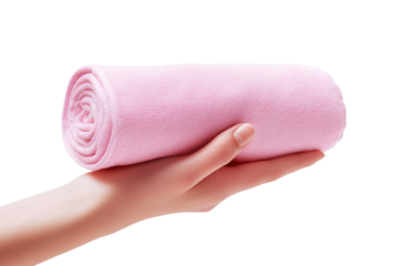 Touch of Grace: A Pink Towel Embraced on White or PNG Transparent Background.
