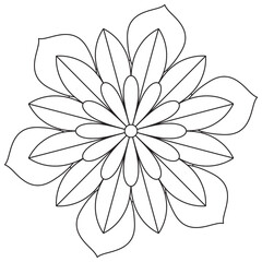 Black and White Ornamental Flower Doodle