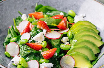 Fresh spinach strawberry avocado salad