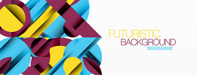 Geometric diagonal line and circle shape, wide abstract background