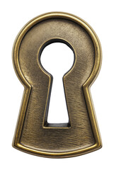 Antique brass keyhole, cut out - stock png.