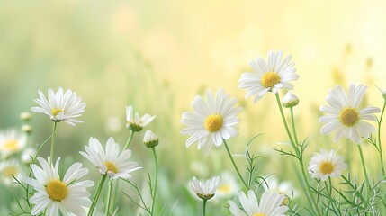 Fototapeta premium White Daisies in a Field on a Sunny Day