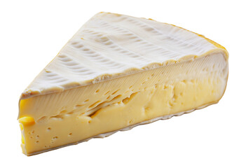 A wedge of creamy brie cheese, cut out - stock png.