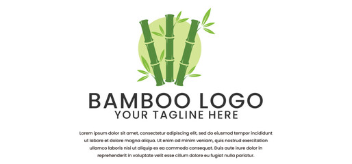 Obraz premium minimalist bamboo logo design in green on a white background