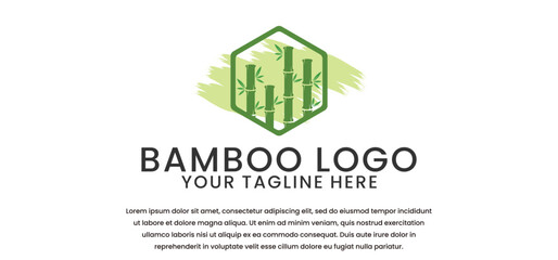 minimalist bamboo logo design in green on a white background