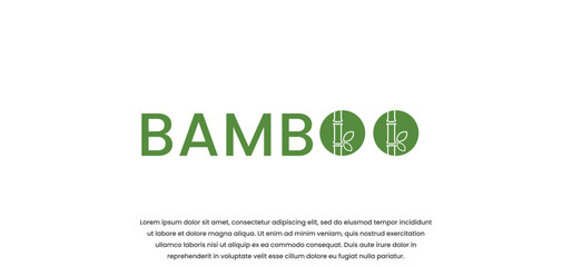 minimalist bamboo logo design in green on a white background