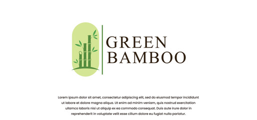 minimalist bamboo logo design in green on a white background