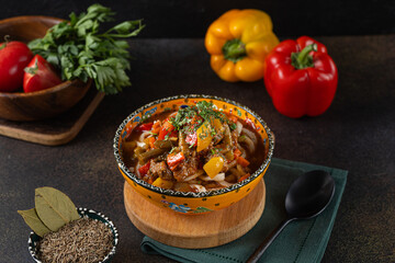 Colorful Vegetable Stew with Fresh Herbs and Spices is perfect for a cozy rural meal