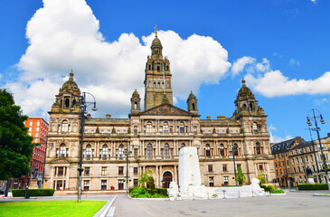 Fototapeta premium The town hall of the Scottish city of Glasgow. The monument lists in the highest monument category A.