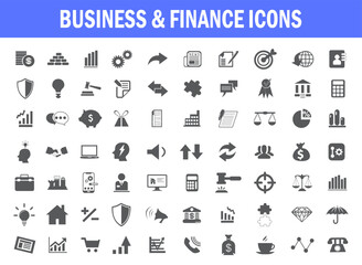 Finance and business grey icons collection. Big UI icon set in a flat design. simple icons.