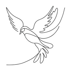 Obraz premium a dove, line art vector illustration isolated on a white background