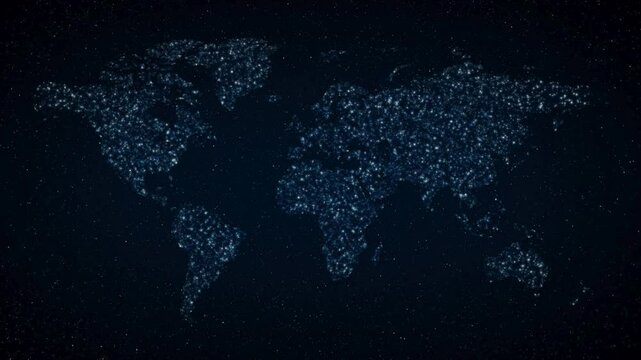 World map in night sky
