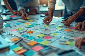 Fototapeta premium A diverse marketing team brainstorming creative ideas for a campaign.