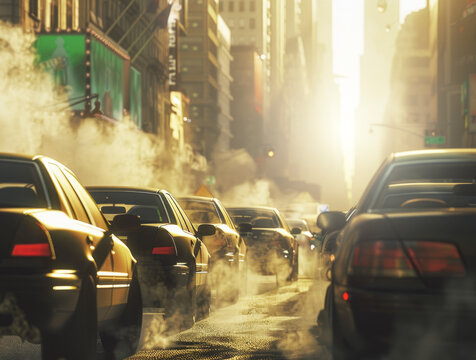 Contaminaci&oacute;n de coches durante un atasco.