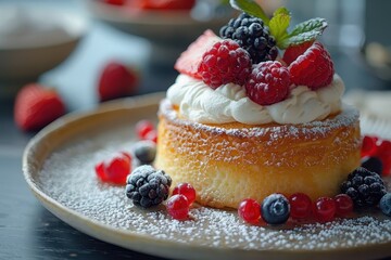 A fluffy Japanese souffle pancake, a popular dessert known for its jiggly texture.