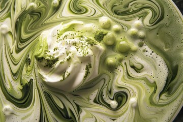 Obraz premium A matcha latte with intricate latte art.