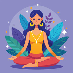 a woman is meditating