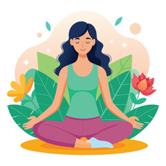 a woman is meditating