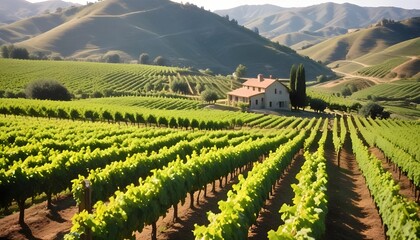 Picturesque vineyard in the rolling hills