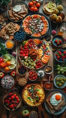 A Delicious Spread of Food on a Wooden Table