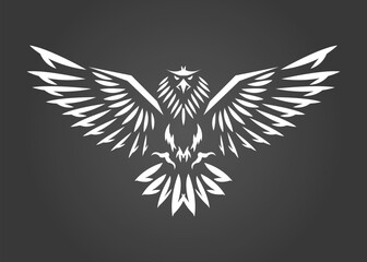 Eagle and wings logo, hawk or bird emblem, furious icon, brave, luxury and adventurous style, for business or company, flying bird