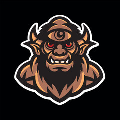 orc monster head.vector illustration on black background