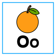 flat orange alfabet o illustration © Rahmatullah