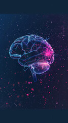 Fototapeta premium 3D rendering of a human brain with neurons and neural connections on a dark background