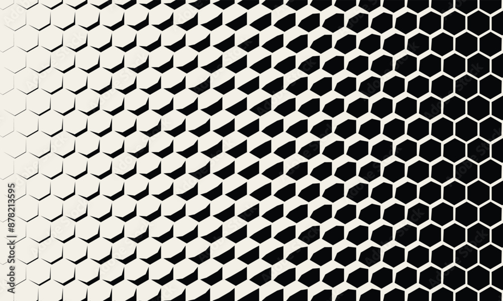 Poster Abstract Geometric Pattern. Hipster Fashion Design Print Hexagonal Pattern. Hexagon Scale Tech Gradient Minimal Background. Vector Illustration.