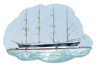 Large sailing ship, four-master