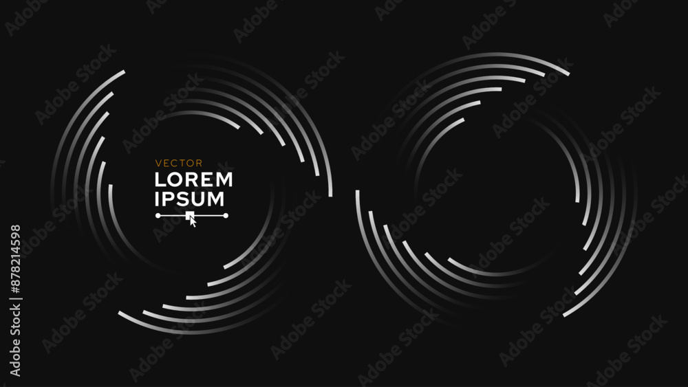 Poster Abstract Background Art Spiral Speed Lines Trails in Circle Form. Round Tech Banner Design. Vector Illustration.