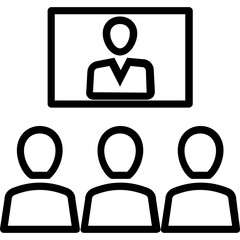 Video Lecture vector icon in outline style 