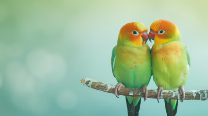 Two cute colorful love birds