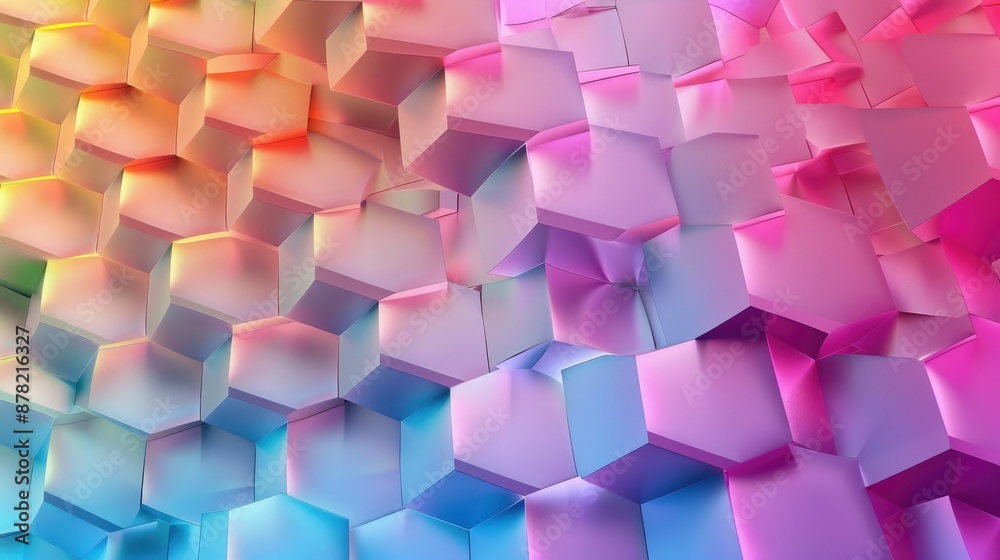 Poster abstract background with a pattern of overlapping hexagons in gradient colors