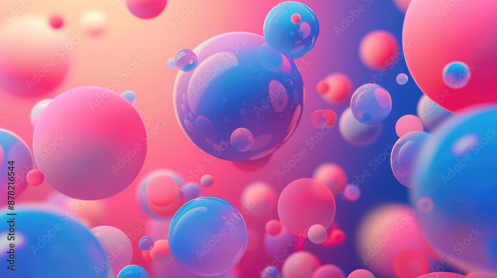 Poster abstract background with soft gradient spheres floating in space
