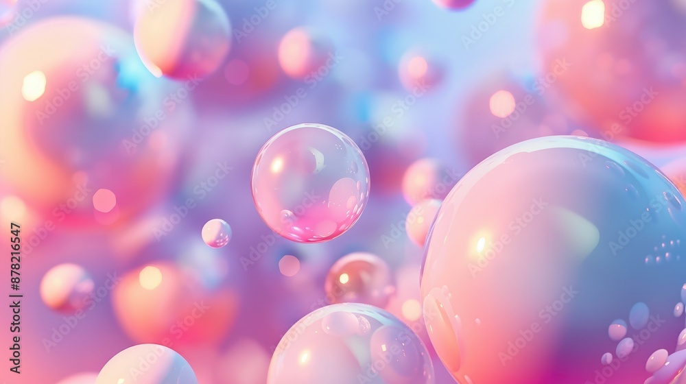 Poster abstract background with soft gradient spheres floating in space