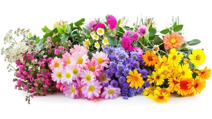 Obraz premium Vibrant Colorful Bouquets on White Background