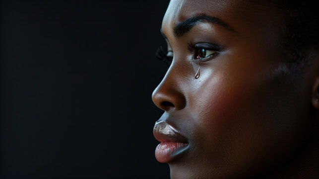 Woman's Right's concept / Sadness and despair of women / Black Lives Matter - Powered by Adobe