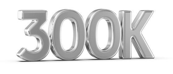 300k Followers Silver Number 3D Render